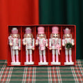 Pink wooden nutcracker soldier figure 13cm tall with classical design