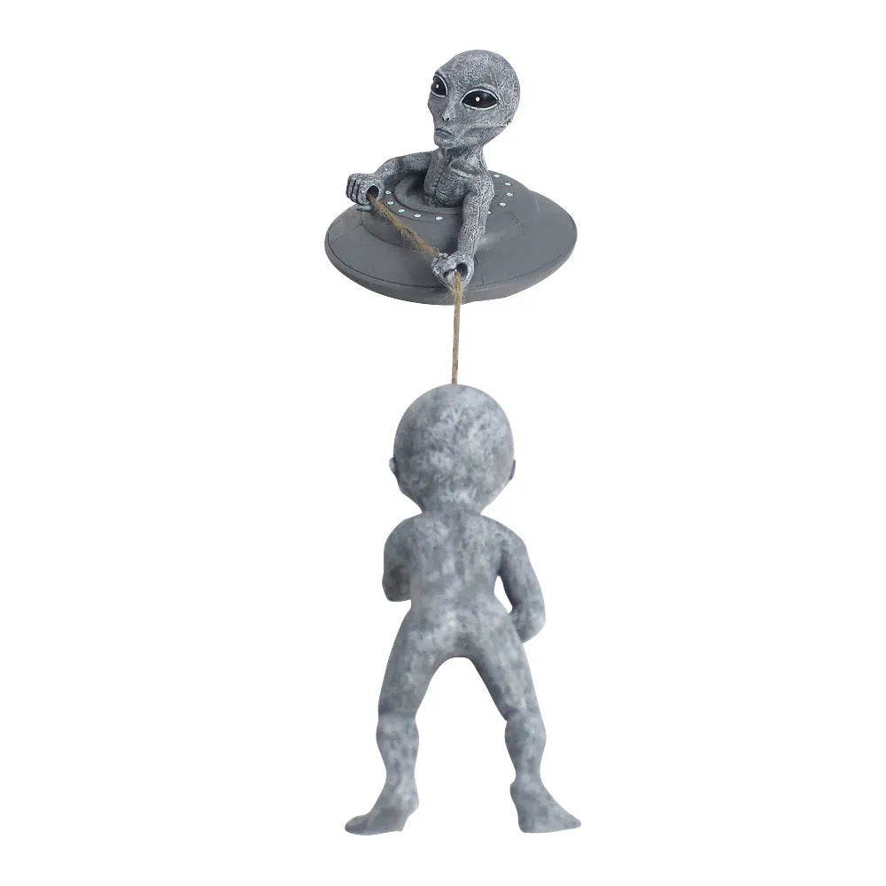 Grey resin alien tree pendant garden sculpture measuring 19x15x20cm