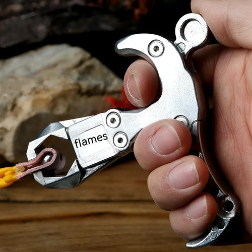Close-up of a zinc alloy archery release aid showing its two-axis harpoon clip mechanism.