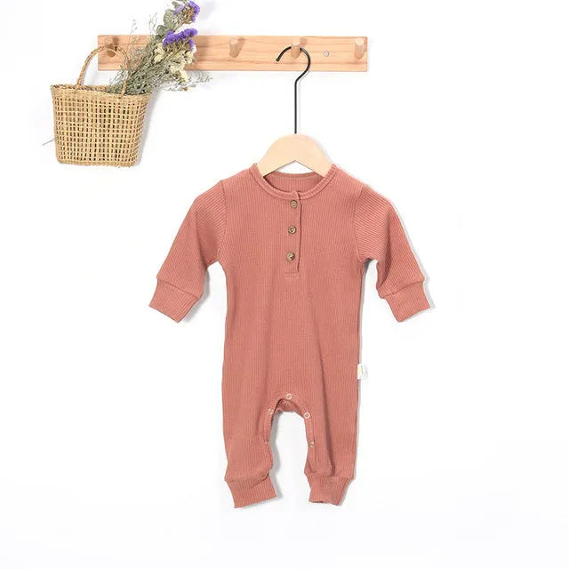 Cotton denim baby jumpsuit for newborn girls, long sleeve, autumn winter outfit, available in multiple colours