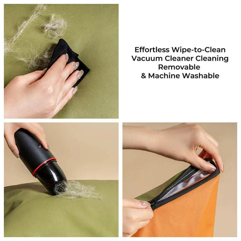 Green waterproof PU leather dog car nest with removable cover, shown on a car seat.