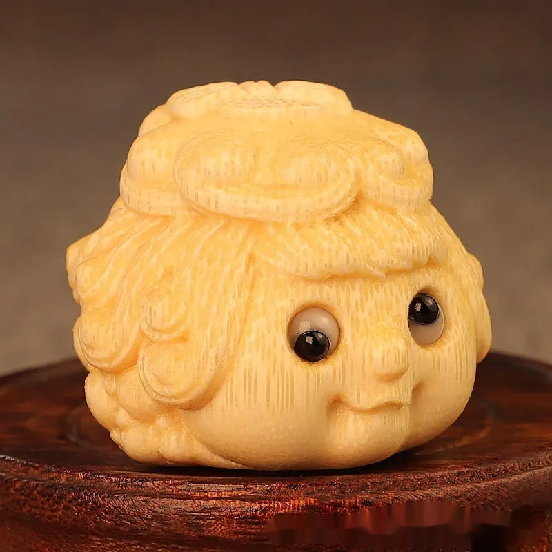 Golden toad princess ornament carved from bamboo with cute style design
