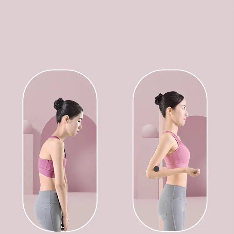 Telescopic yoga body stick with steel core and foam grip, adjustable from 62 to 92cm, shown in three colour options