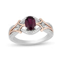 Micro inlaid zircon egg-shaped amethyst two-tone ring for women in copper, sizes 6 to 10.