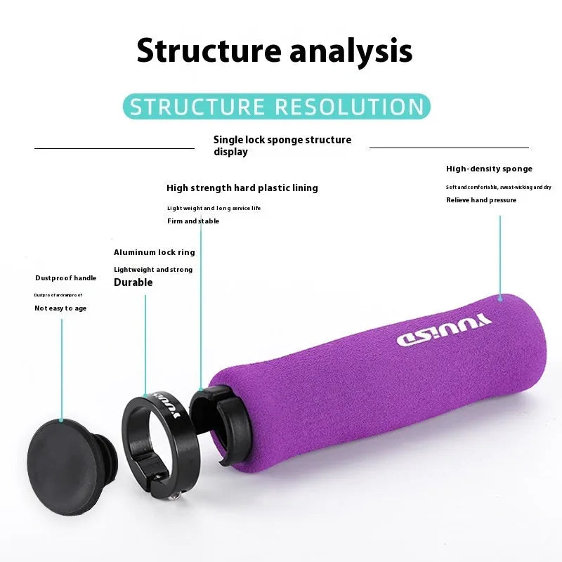 41g sponge mountain bike handle covers in black, purple, and biange colour options