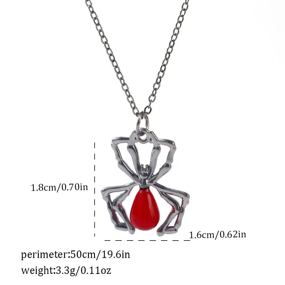 Dark style Halloween necklace with electroplated zinc alloy spider or bat pendant for Gothic costume wear