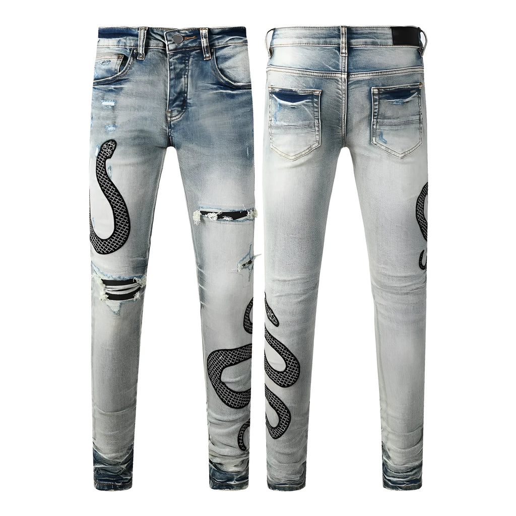 Wash distressed skinny jeans in 8934Blue colour with button fly closure and mid waist design