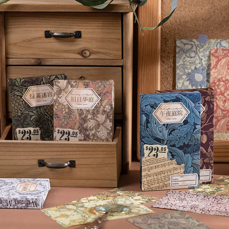 Retro artistic decorative base paper set with 60 sheets of cambric paper in 8x13cm size, plastic sealed packaging