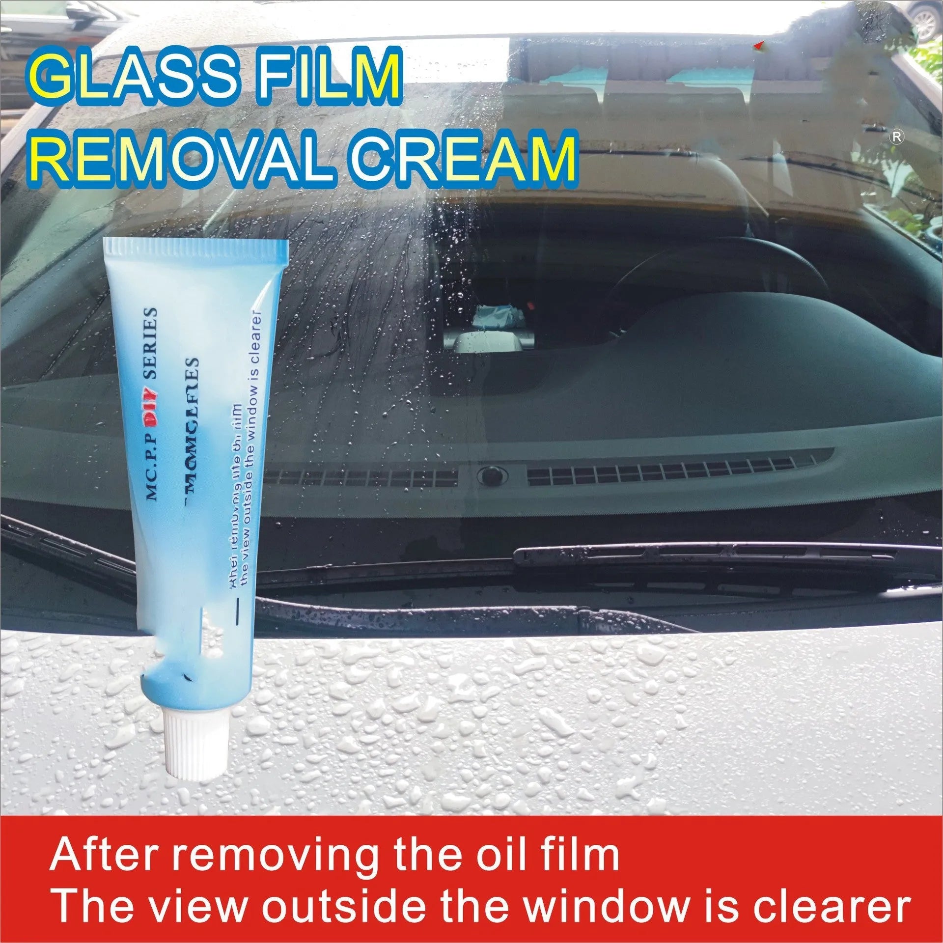 White English packaging of 15ml automotive glass rainproof agent for car windscreen treatment