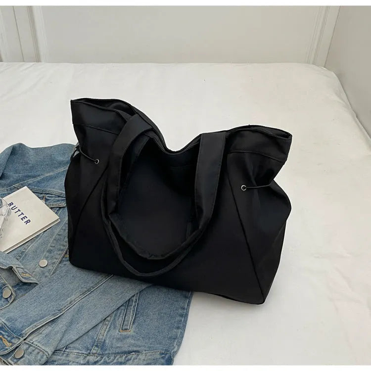Oxford cloth commuter tote bag in folding design with shoulder straps