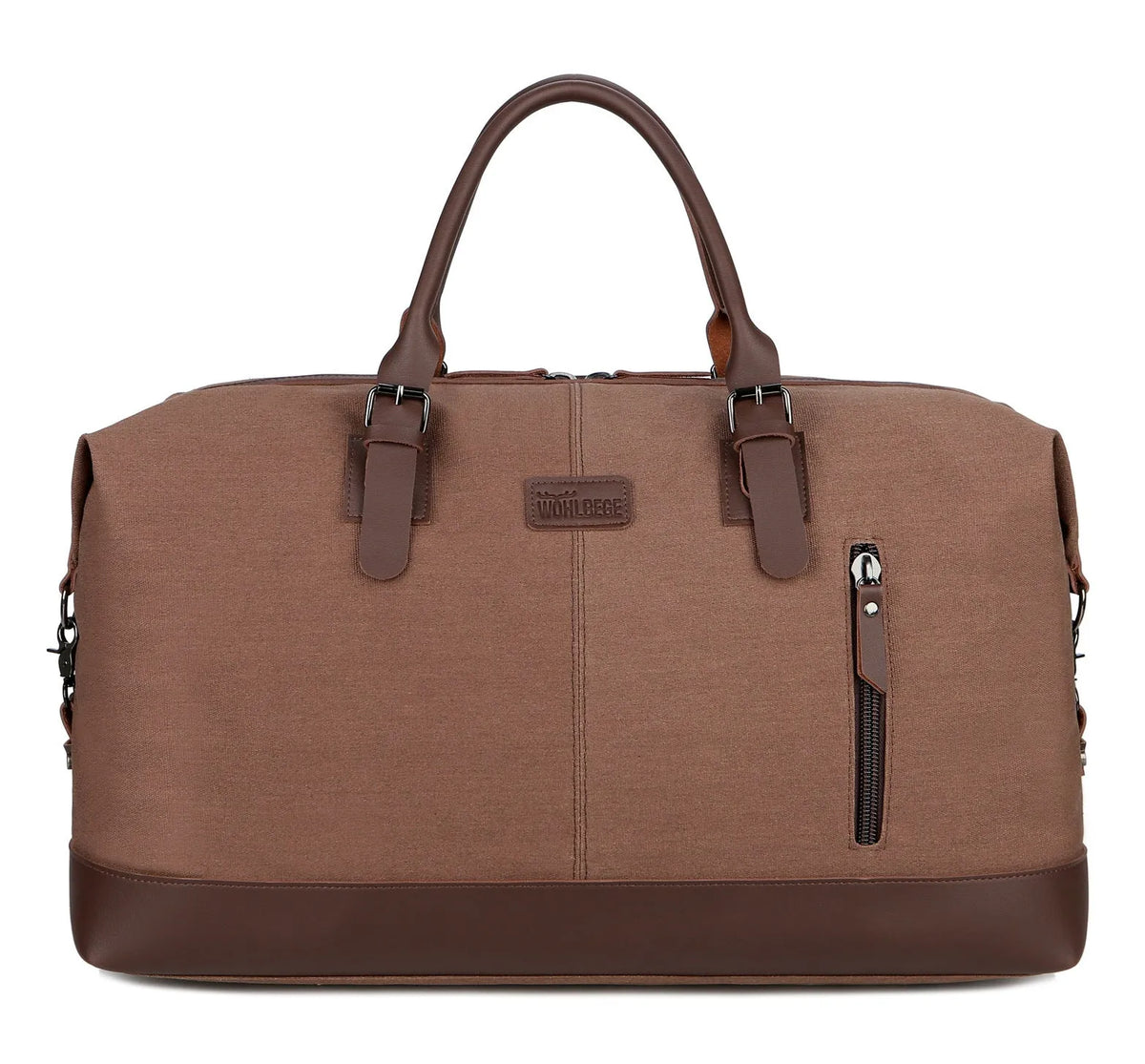 Canvas travel bag 56-75L large men's gym holdall 53x35x25cm with zip pockets and single strap in light grey, blue, black, brown or army green.