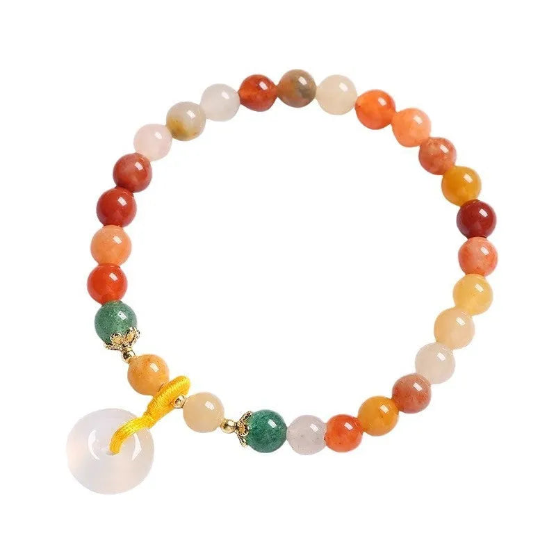 Chinese style handmade bracelet with peace clasp safety buckle and 6mm agate beads