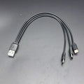 USB to three Type-C charging cable, 3-in-1 PVC data line, black or white, 12cm to 1m lengths