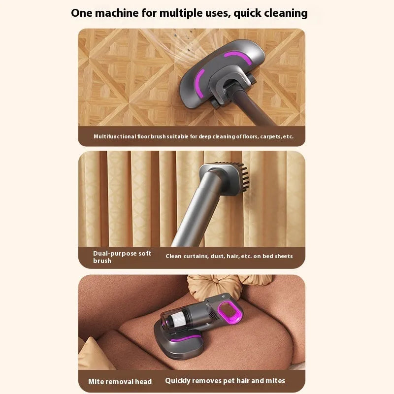 Rose red all-in-one handheld vacuum cleaner with ABS body and 260ml dust cup for mite removal