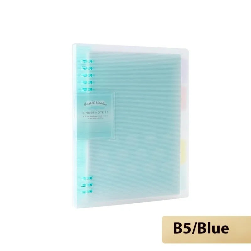 Refillable spiral notebook in A5 and B5 sizes with colourful PP cover options