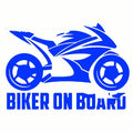 Motorcycle reflective sticker in PET material showing size options and colour variations