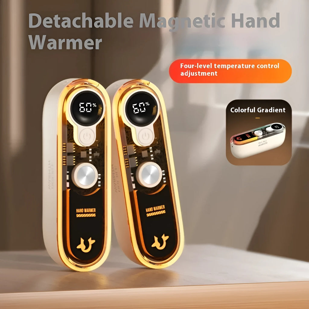 Magnetic hand warmer rechargeable USB compact portable fast charging in milky white