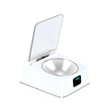 White automatic pet feeder with 5G bowl, compact size 210x170x92mm, gravity-fed design for dogs and cats