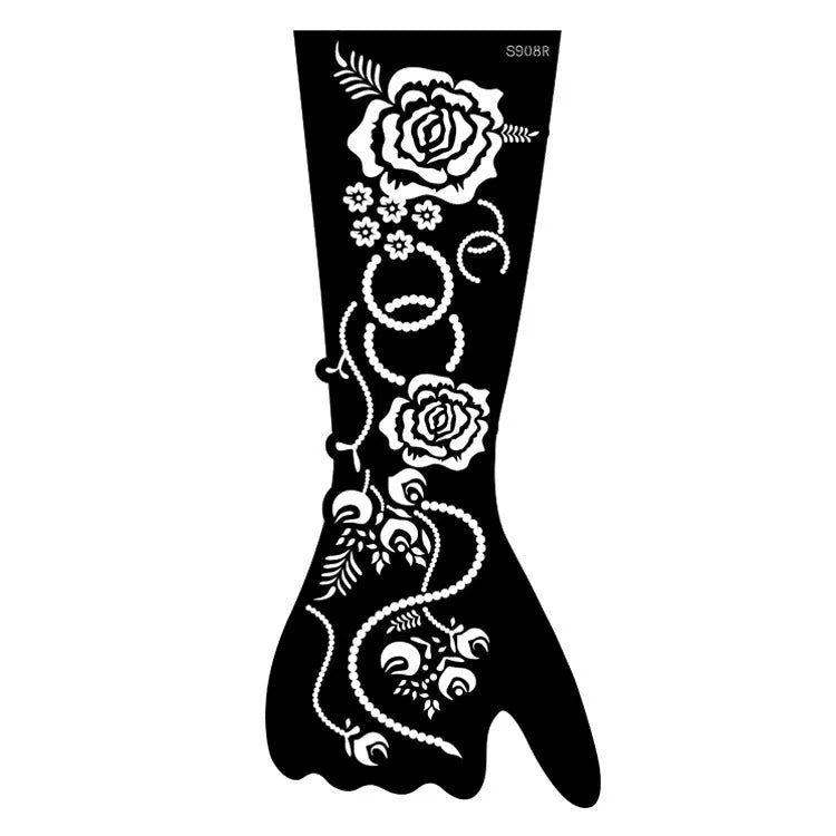 Geometric hollow template tattoo stickers showing intricate paper carving designs for stencilling