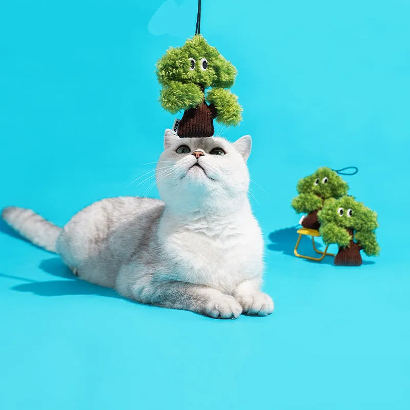 Pine tree cat mint toy bag pendant for self-play measuring 10x3x12cm