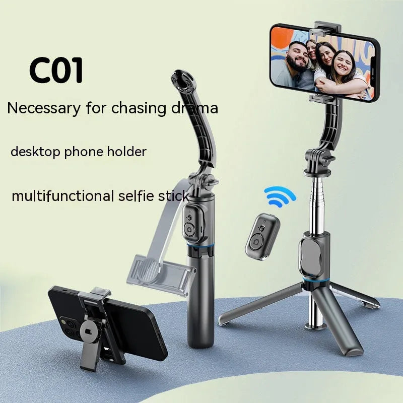 Detachable desktop stand Bluetooth selfie stick extended to 1060mm with phone and remote control