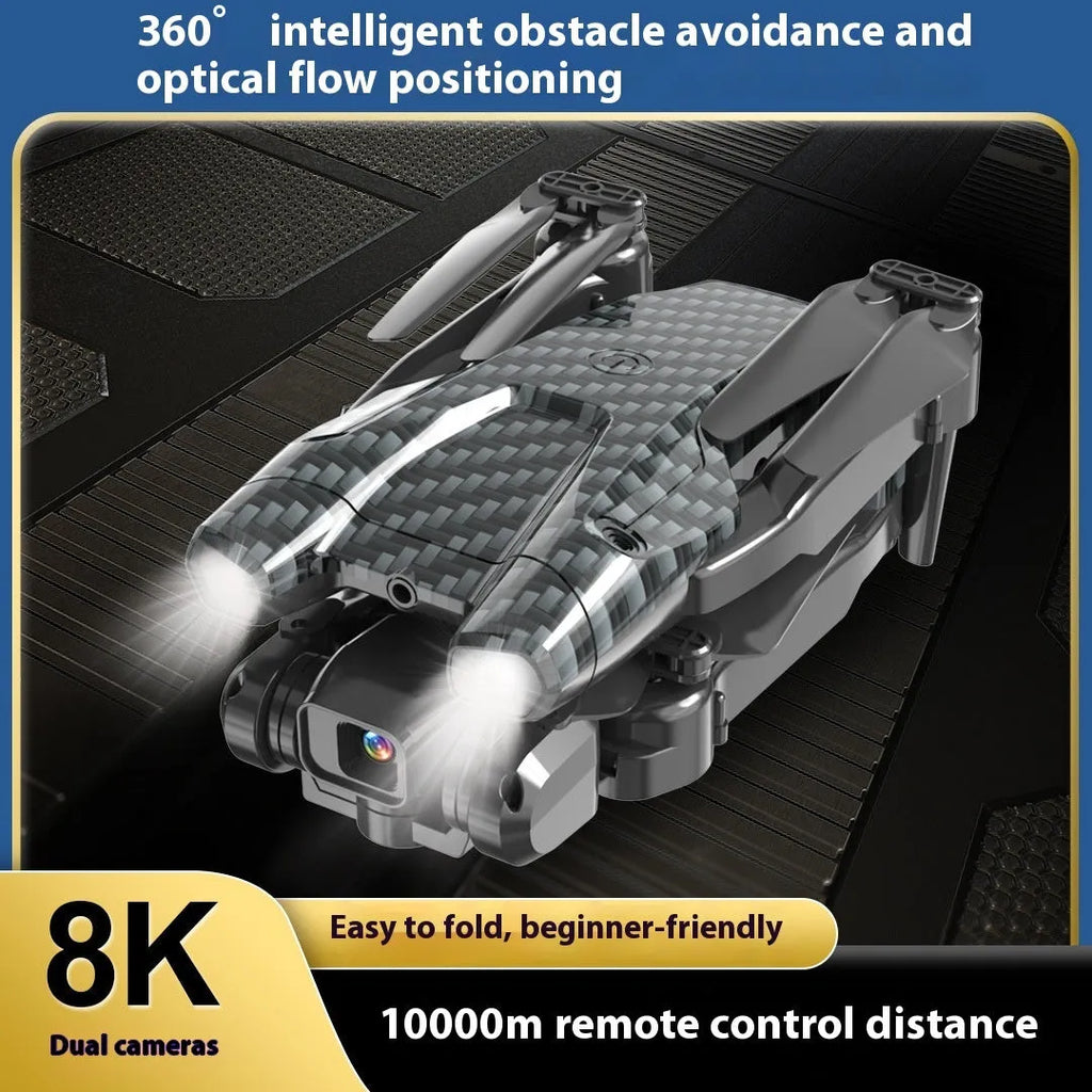 S138 black and carbon fibre folding drone with dual cameras for obstacle avoidance aerial photography