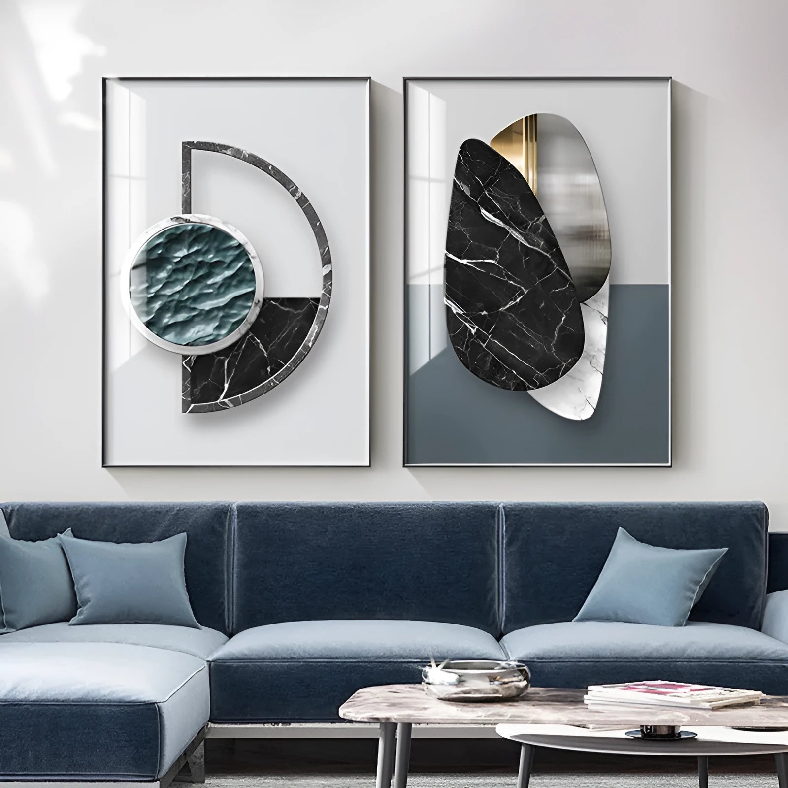 Abstract geometric canvas painting wall art poster in modern design