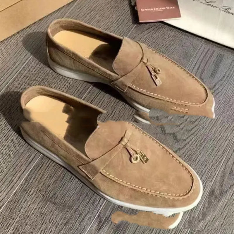 Men's high-top slip-on loafers in black with a round toe and rubber sole on a white background.
