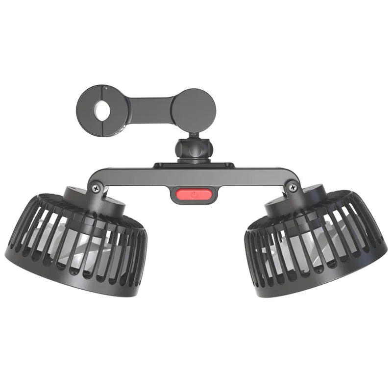 Black car USB rear electric fan with adjustable single head for vehicle cooling