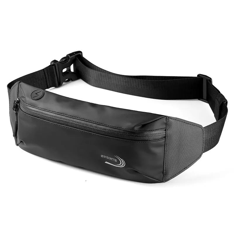 Men's blue waterproof sports waist bag made from Derm Oxford polyester.