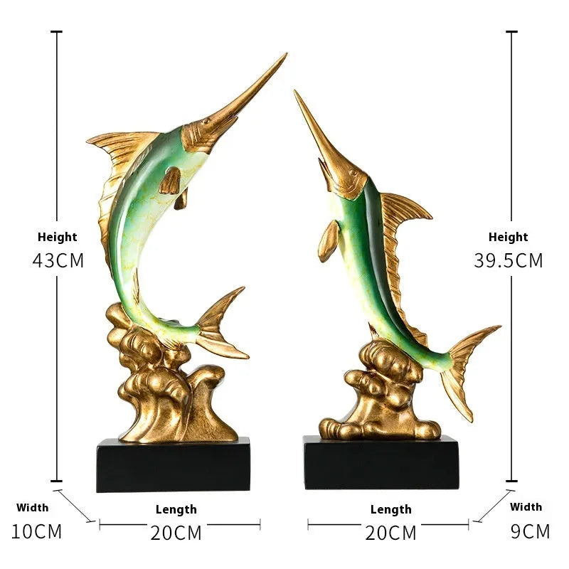 European style swordfish decorative craft ornament in plastic and resin materials