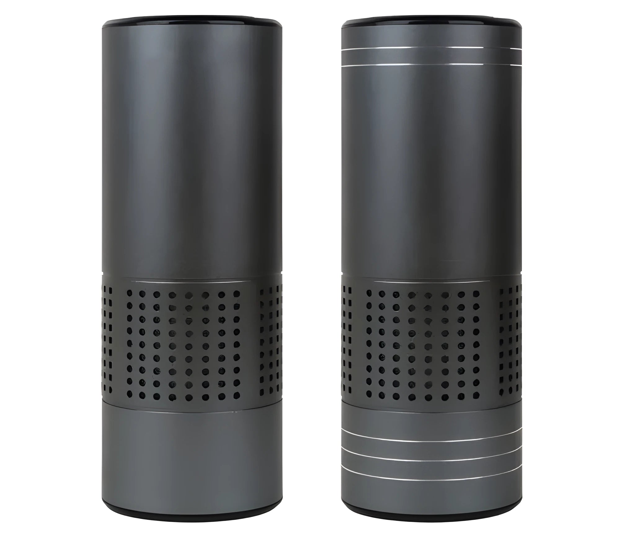 Aluminium alloy car air purifier with display screen and USB cable for 7-seat vehicles.