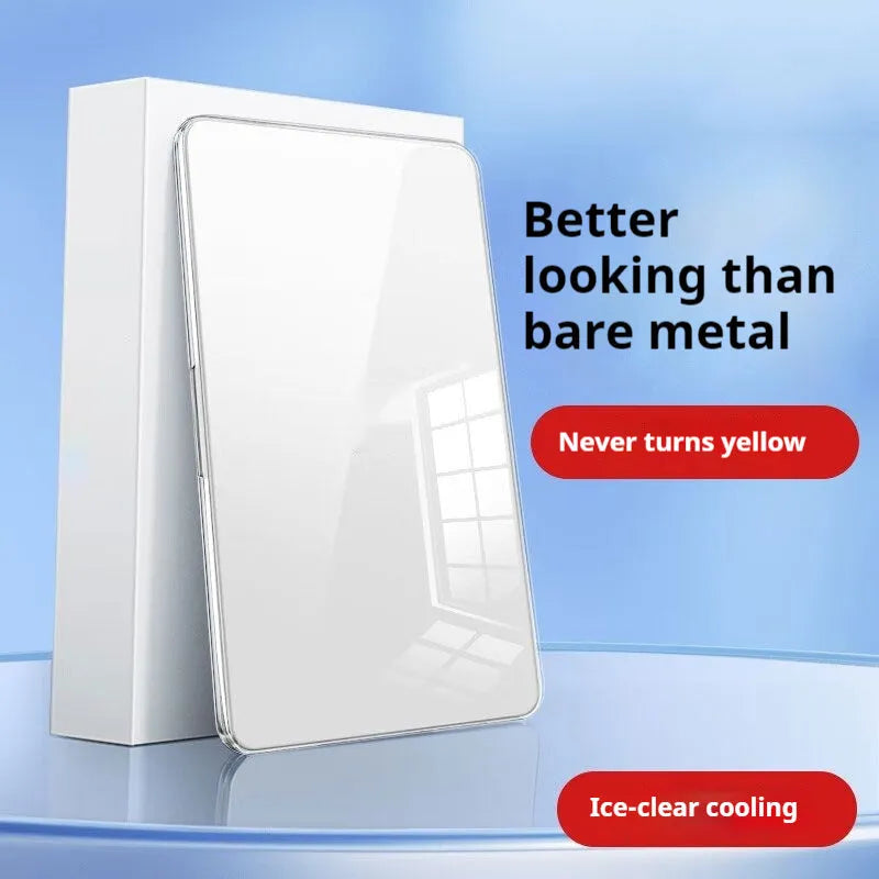 Clear transparent plastic protective shell case for a MacBook Air or Pro laptop on a table.