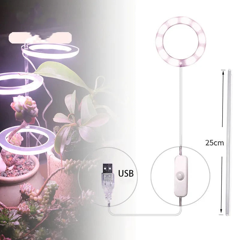 USB LED plant grow light with transparent PC and aluminium housing on a 25cm acrylic stick.