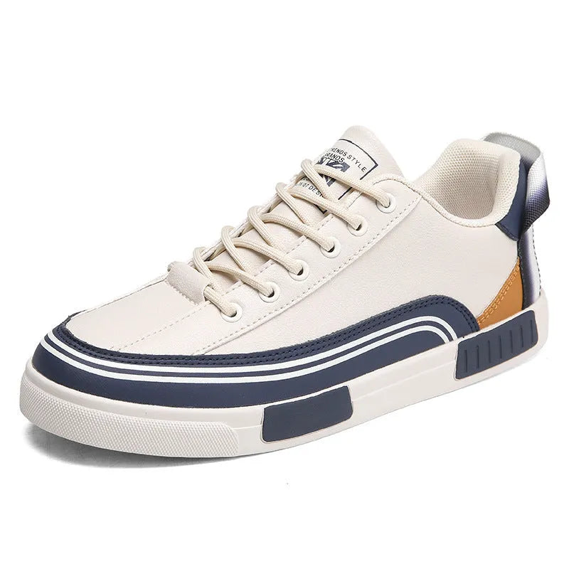 Men's canvas mesh casual shoes in beige white and green colours with flat heel round toe design