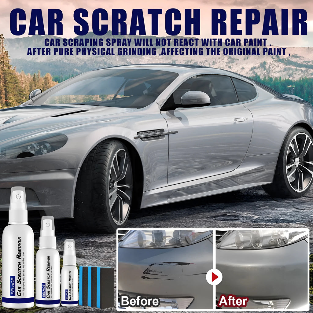 Car scratch repair spray canister for paint surface scratch removal and renovation.