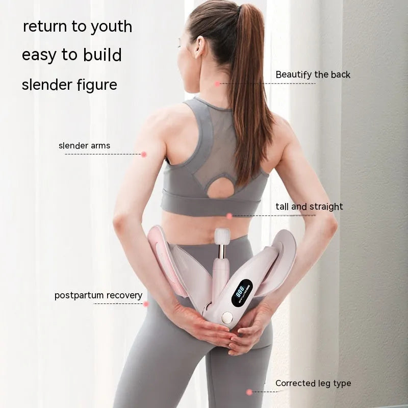 Pelvic floor muscle trainer device with electronic display, shown in grey colour option
