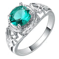 Copper plate inlaid zircon ring silver electroplated finish unisex sizes 6 to 10