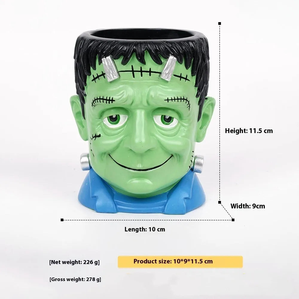 Hand-painted synthetic resin Halloween flower pot decoration in cartoon style