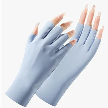 Women's thin ice silk sunscreen gloves with UPF50 protection in various colours