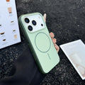Blue frosted magnetic phone case for iPhone with a dedicated AI photography button on the side.