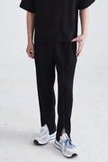 Men's casual baggy straight trousers in polyester fibre, mid-waist, available in gray, sizes M to XXL