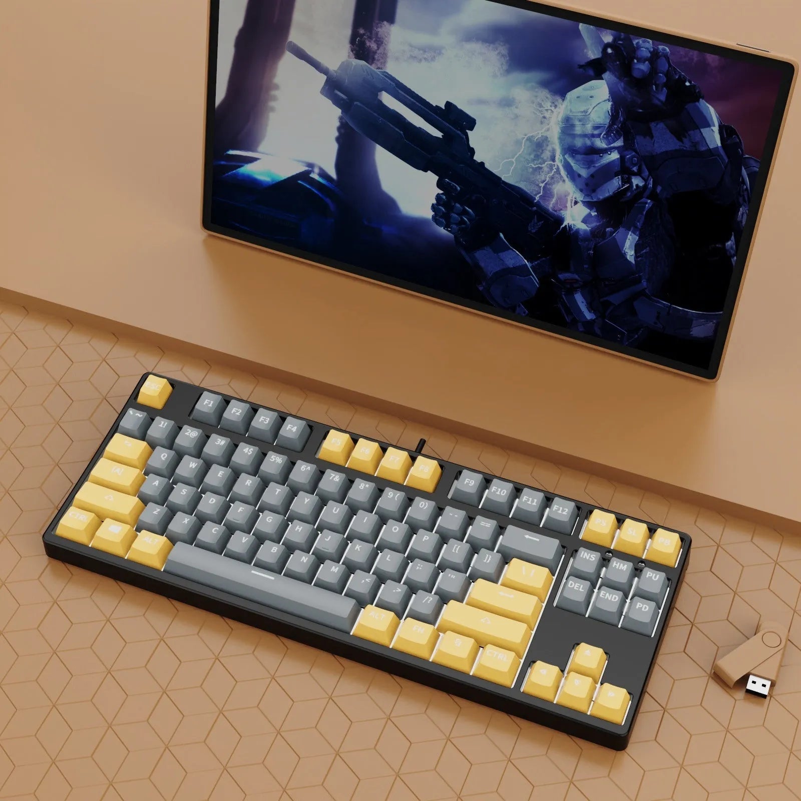 87-key mechanical gaming keyboard with dual-colour backlighting and metal chassis