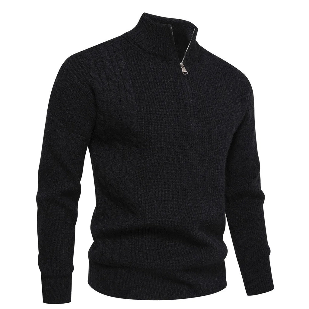 Men's Half-zip Pullover Sweater Casual Polyester Thickened Loose Fit Sweatshirt for Autumn Winter Seasonal Wear Available in Army Green Beige Black Gray Wine Red Sizes M L XL 2XL 3XL Asian Sizing