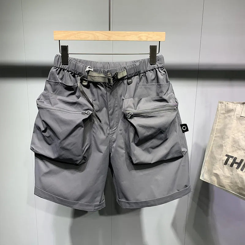 Men's large size work shorts with pockets in black or grey colours