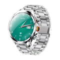 H18 round screen smart watch with IPS display and touch button, shown in black, silver, brown, leather, or steel finish