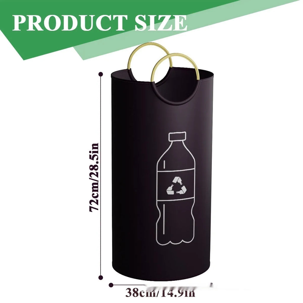 Round portable PP plastic trash can with removable bag, 38cm diameter by 72cm high.