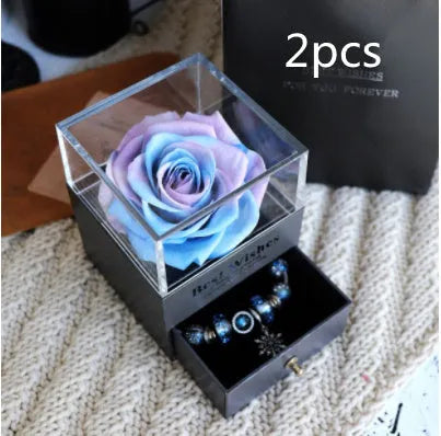 Eternal flower rose jewellery box decorative display gift packaging 8.5 cm