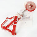 Houndstooth nylon dog leash in red with random collar, 1.5cm width and 120cm length