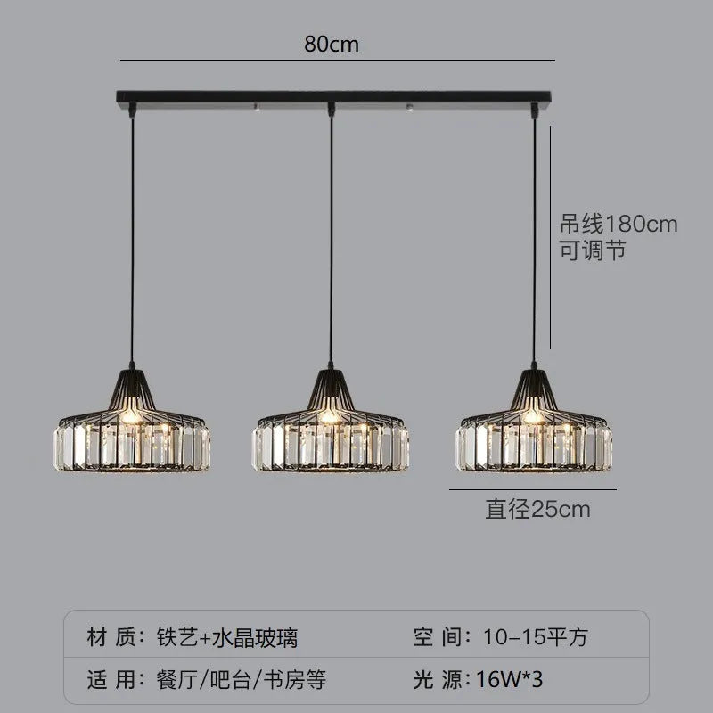 Crystal ceiling chandelier with iron frame in light luxury style showing black and gold finish options